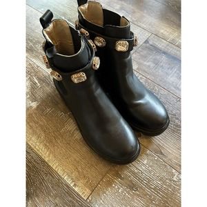 Steve Madden Jamulet Boots Black With Diamond Straps Women’s Size 8.5